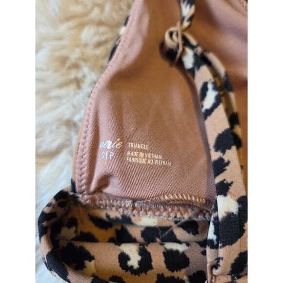 Aerie Cheetah Print Triangle Bikini Swim Top Only Size Small adjustable straps - Picture 3 of 4